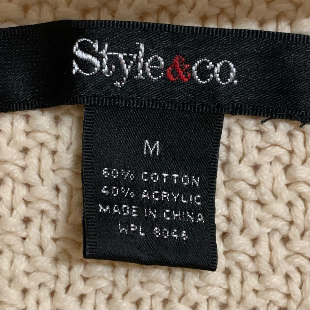 Style & Co Women’s Creme Tunic Block Cable Knit M - Picture 2 of 8